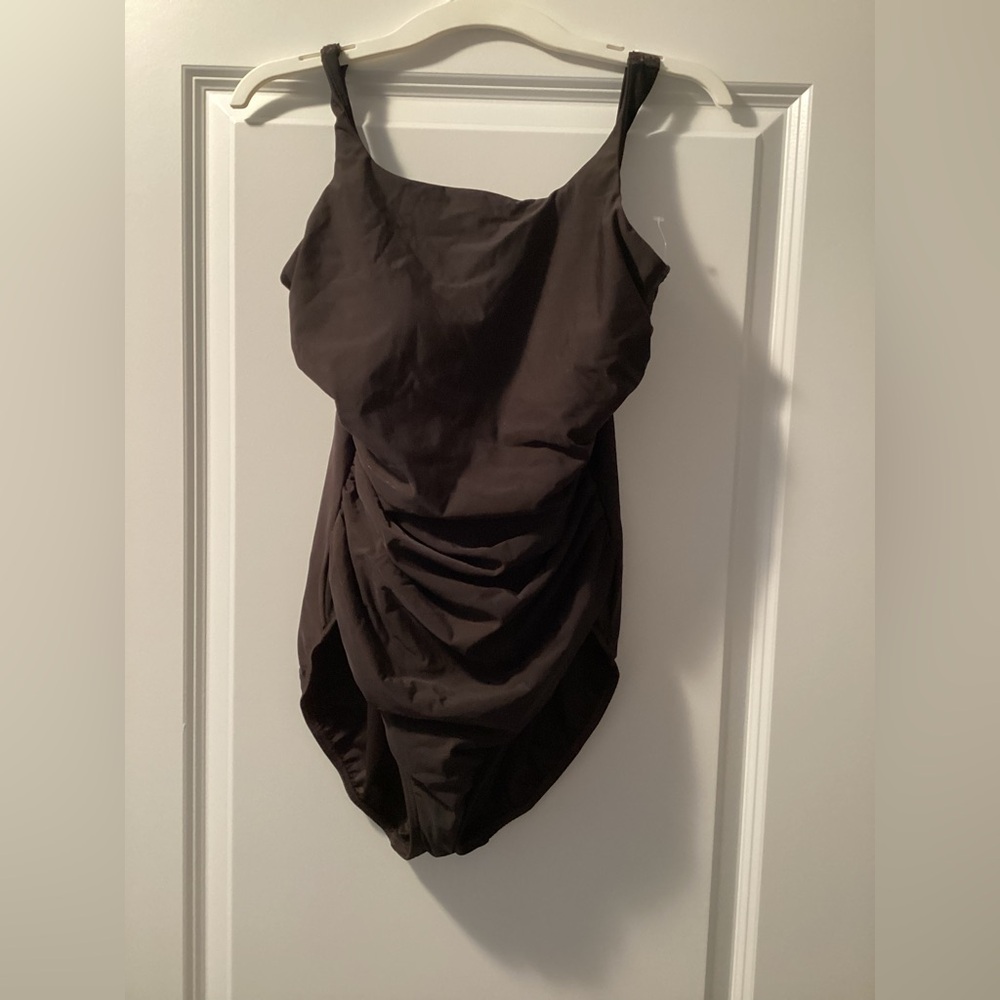 Miraclesuit Brown Ruched One Piece Swimsuit size 14